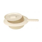 Bettpfanne Kunststoff weiß/creme m.Deckel u.Griff