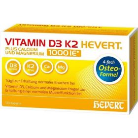 VITAMIN D3 K2 Hevert plus Ca Mg 1000 IE/2 Kapseln günstig im Preisvergleich