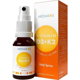 Vitamin D3 + K2 1000 IE 20 ug Mediakos Vital Spray günstig im Preisvergleich